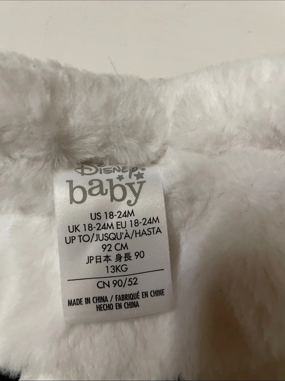 Disney Baby white fur coat with gold Mickey size 18-24 months